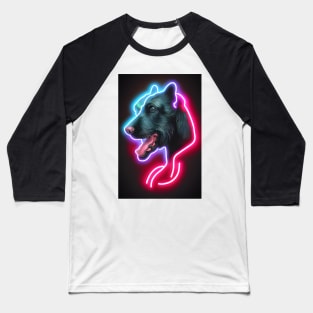 Dog lover | Cute neon dog head Baseball T-Shirt